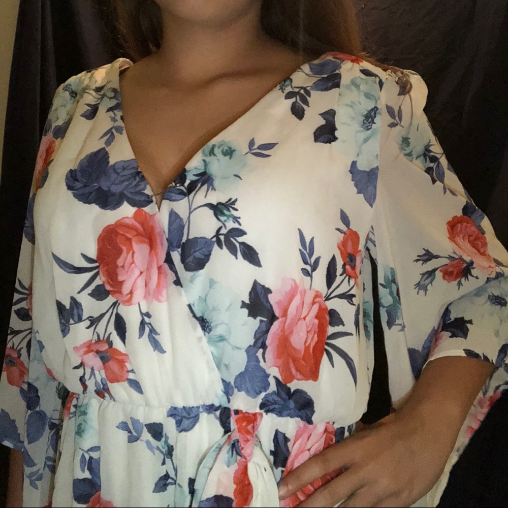 Floral white romper